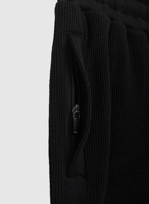 Curved Waffle Shorts - Black