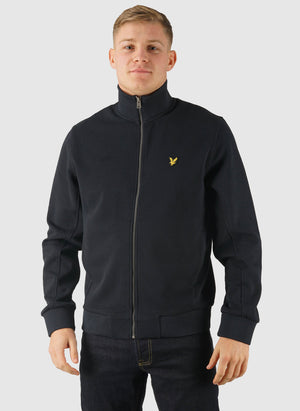 Pique Zip Through Sweatshirt - Dark Navy